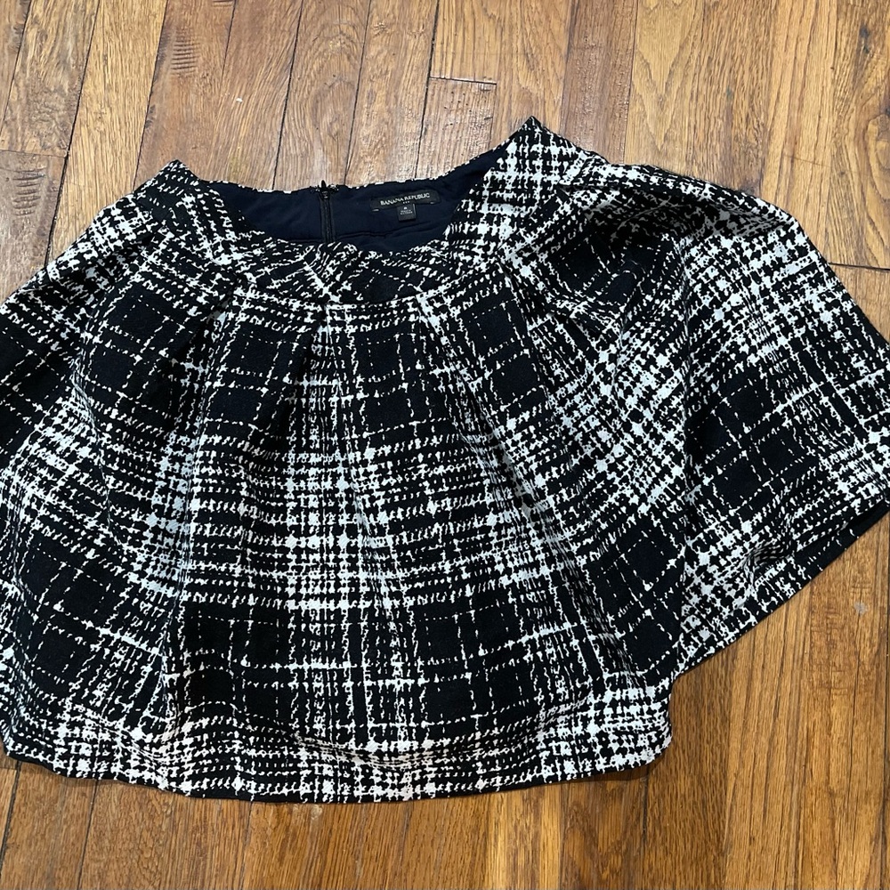 Banana Republic Black & White Plaid Circle Skirt
